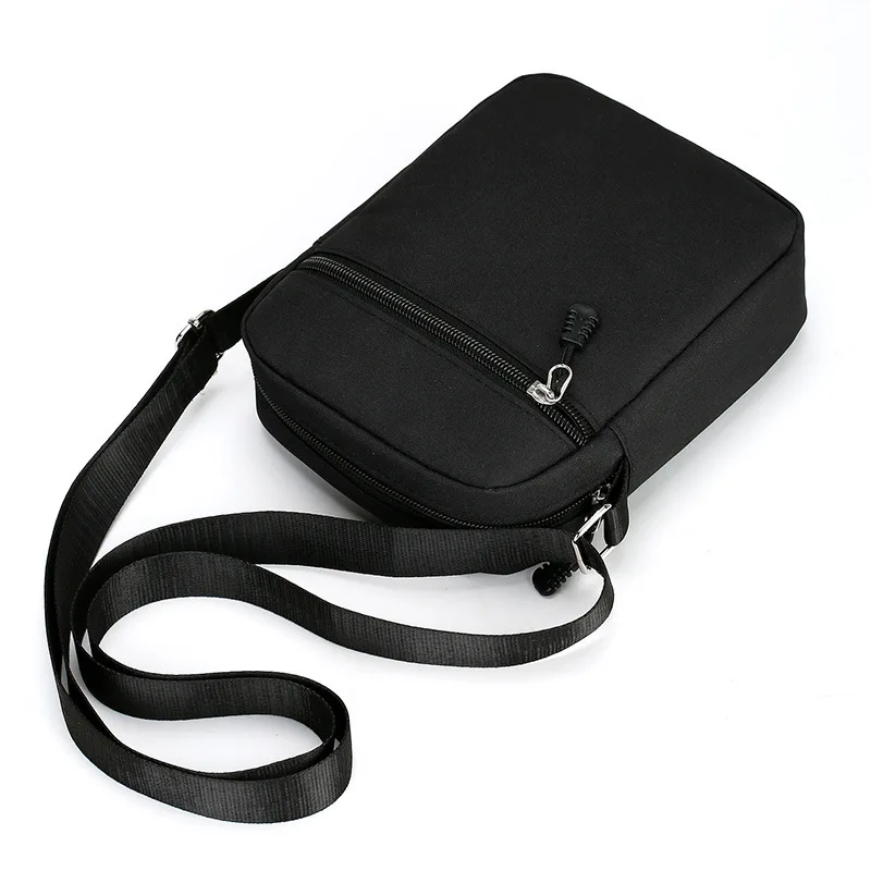 Oxford Shoulder Bag Durable Mini Black Mobile Phone Bag Waist Pack Men Simple and casual crossbody bag