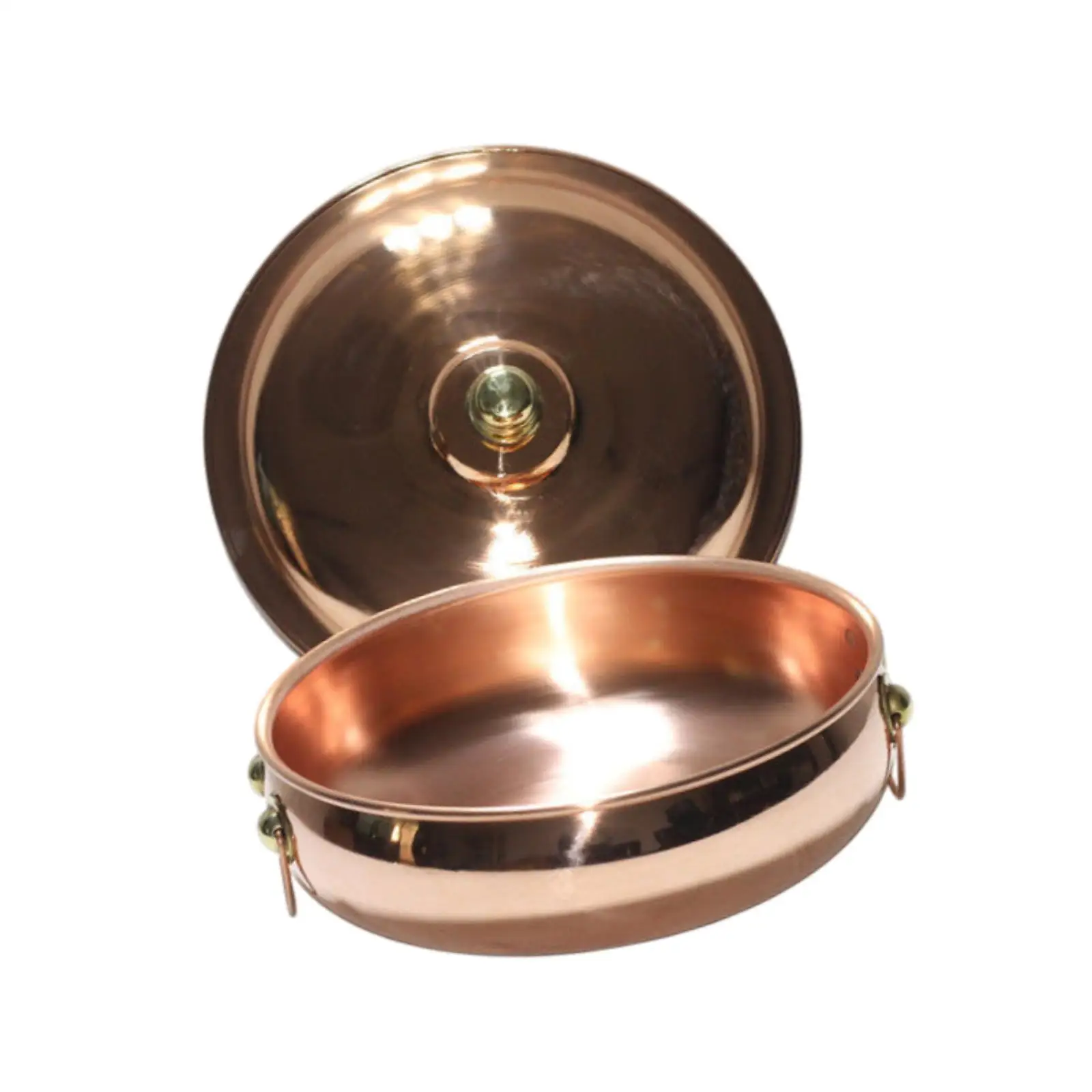 Handmade Copper Cookware Hot Pot with Lid for Induction Gas Stove Shabu Shabu Stockpot Double Handle Quick Heat Pan