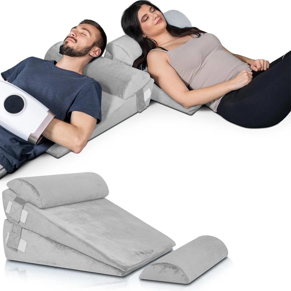 4pcs Adjustable Bed Wedge Pillow Set, Memory Foam Wedge Pillows Post Surgery for Back, Neck, Leg, Pillow Wedge for Sleeping