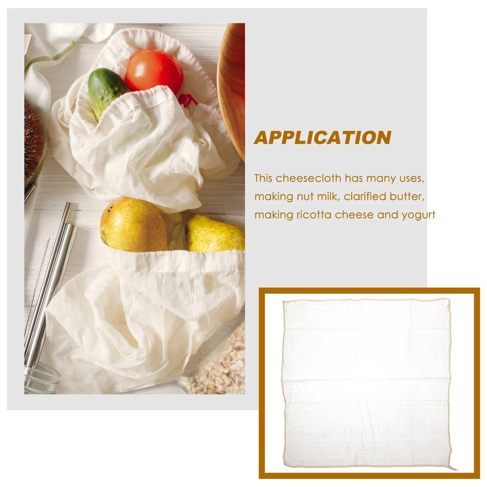 

6pcs Cotton Cloth Reusable Fine Strainer Cheesecloth For Tofu Nut Milk Yogurt Sauce Filtering White Kitchen Accessories