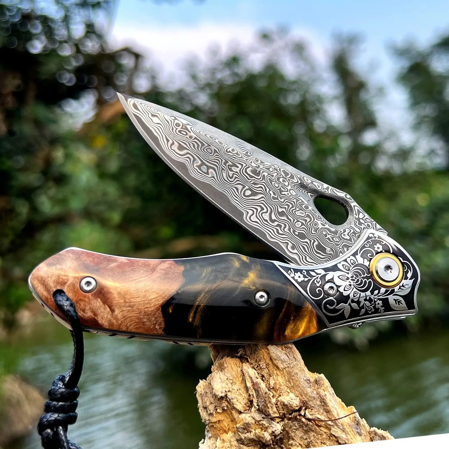 FORESAIL handmade Japan Damascus steel pocket knife,VG10 Blade Folding knife,EDC outdoor campingfishing hunting knife Tool