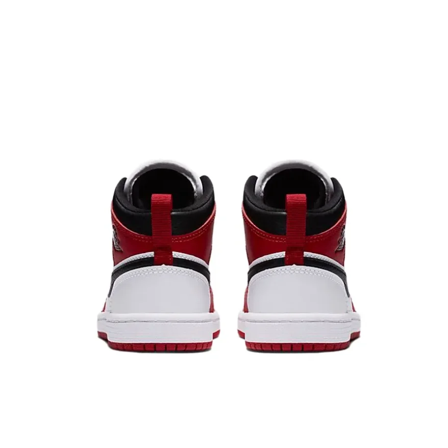 Nike Air Jordan 1 Classic WhiteRed Colorway Удобные износостойкие амортизирующие детские кроссовки средней высоты для крикета