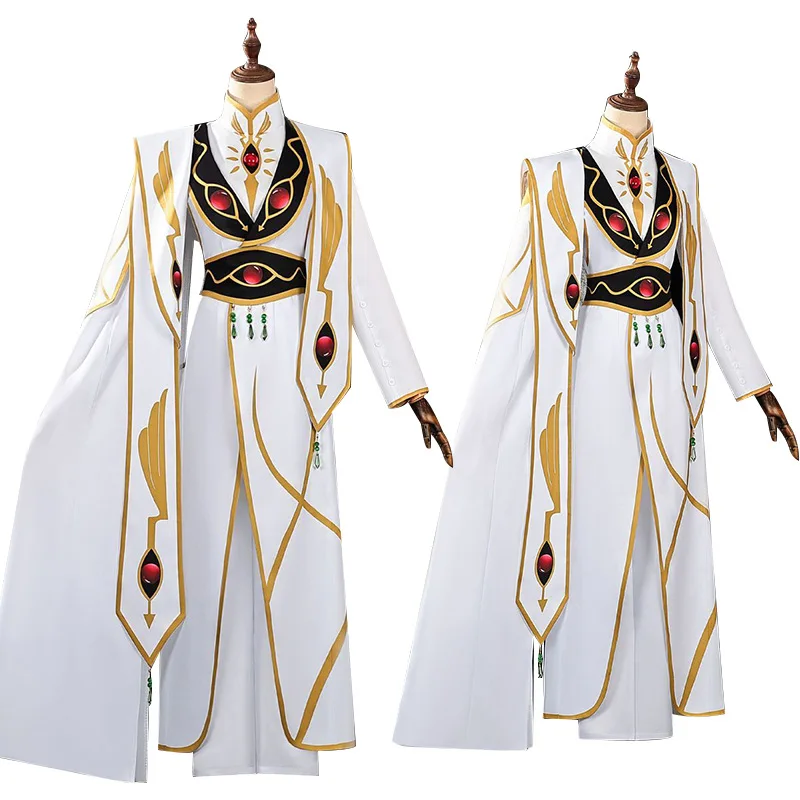 Emperor Lulu Lelouch Cosplay vi Britannia Cos Costume Wig Code Anime Geass Clothes Top Pants Party Halloween Unisex Roleplay