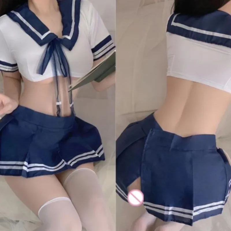 

Cosplay clothing JK Campus Girl Pure Necktie Ultra Short Two Piece Silk Socks Set sexy costume women Party dresses latex extreme