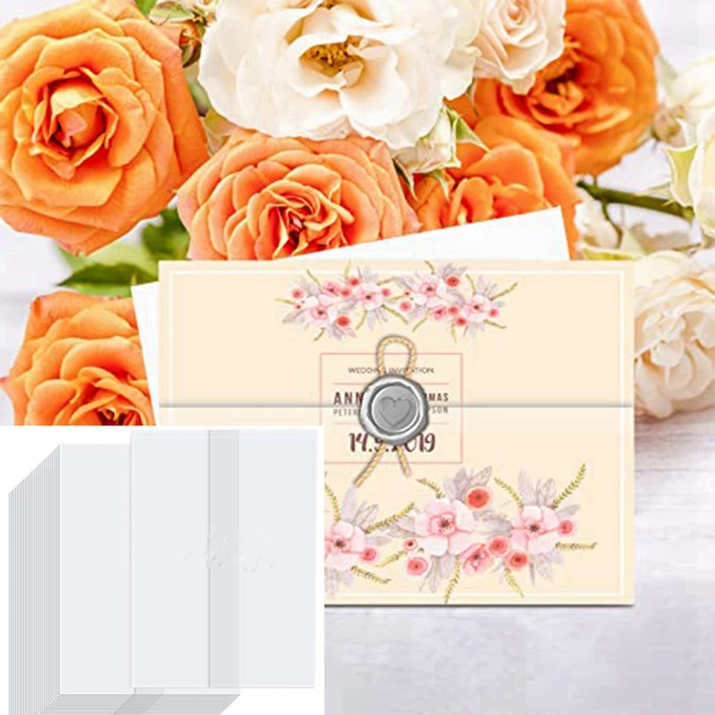 120 Pcs Vellum Jackets Vellum Paper Pre-Folded Wedding Invitation Paper 5X7 Inch