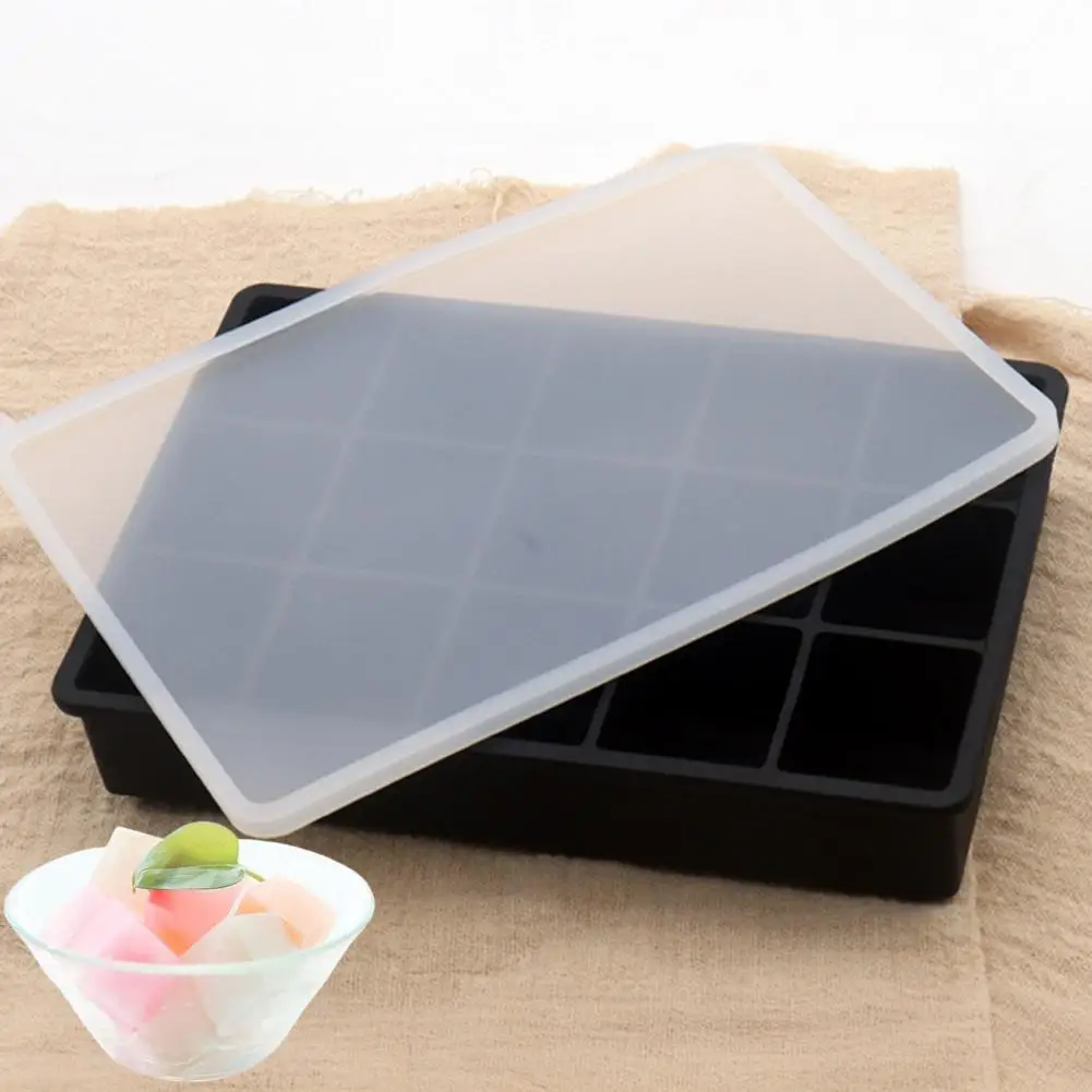 15&24 Cavity Silicone Ice Cube Tray With Lid Flexible Mold For Ice Cubes Chocolate Jelly Microwave Oven Freezer For Cocktails