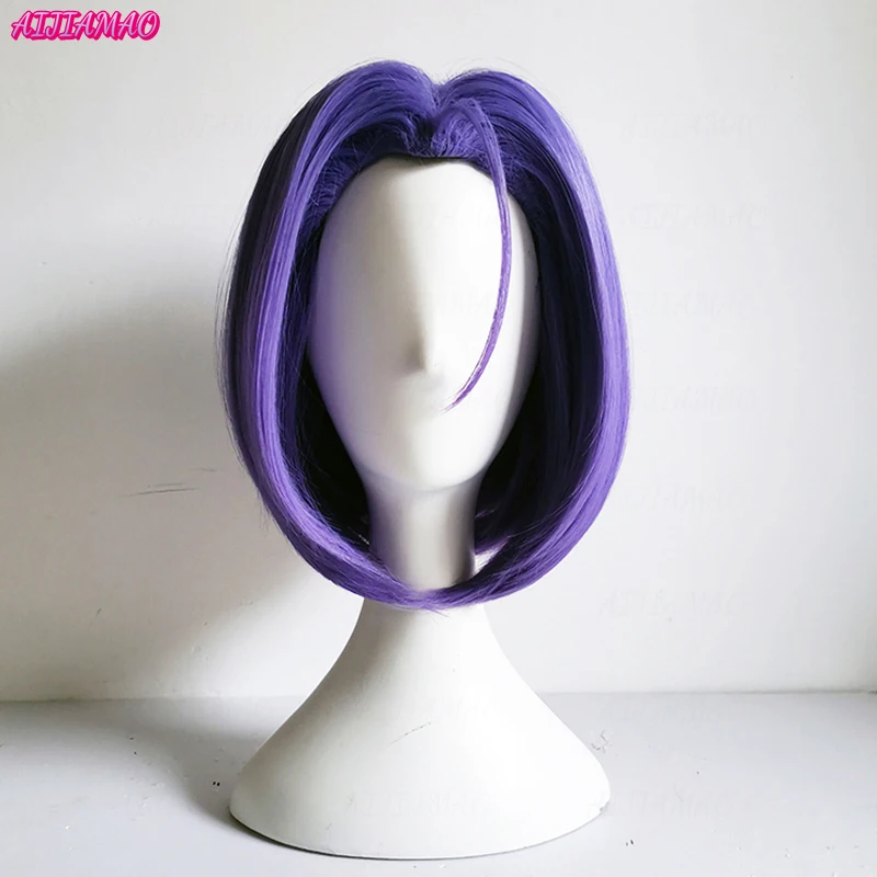 Rocket James Cosplay Wig Short Purple High Quality Heat Resistant Synthetic Hair Anime Role Play Wigs + Wig Cap