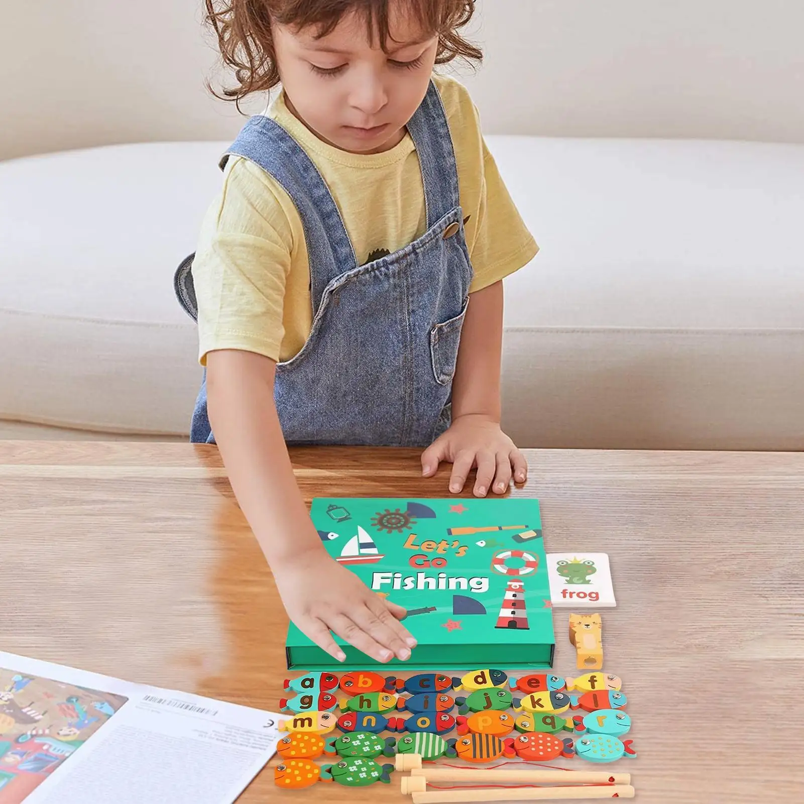 Fish Game Magnetic 26-Letter Learning Toys Alphabet Fish Catching Puzzle Games For Kids Boys Girls Classroom Preschool Travel