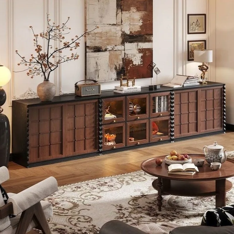 Solid wood TV Module combination Floor side Display Wall storage Bone line