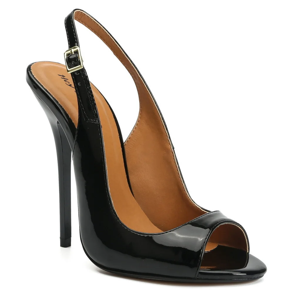 

13cm Peep Toe High Heels Sandals,Women Pumps,Sexy Slingback Summer Shoes,Ankle Strap,Black,Red,Size 37-48,Dropshipping