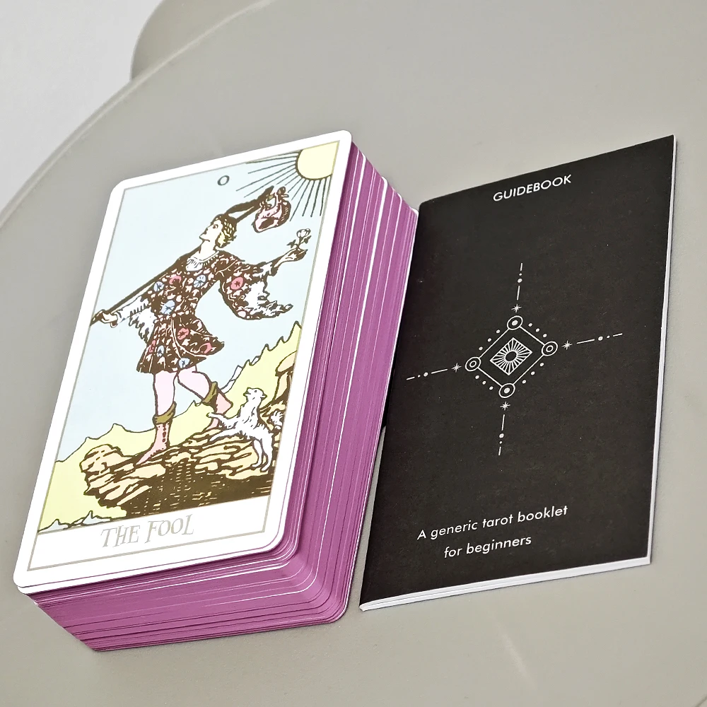 Pink Border Tarot 10.3*6cm with Guidebook for Beginners with Pink Gilded Edges Based on Original Rider Waite System