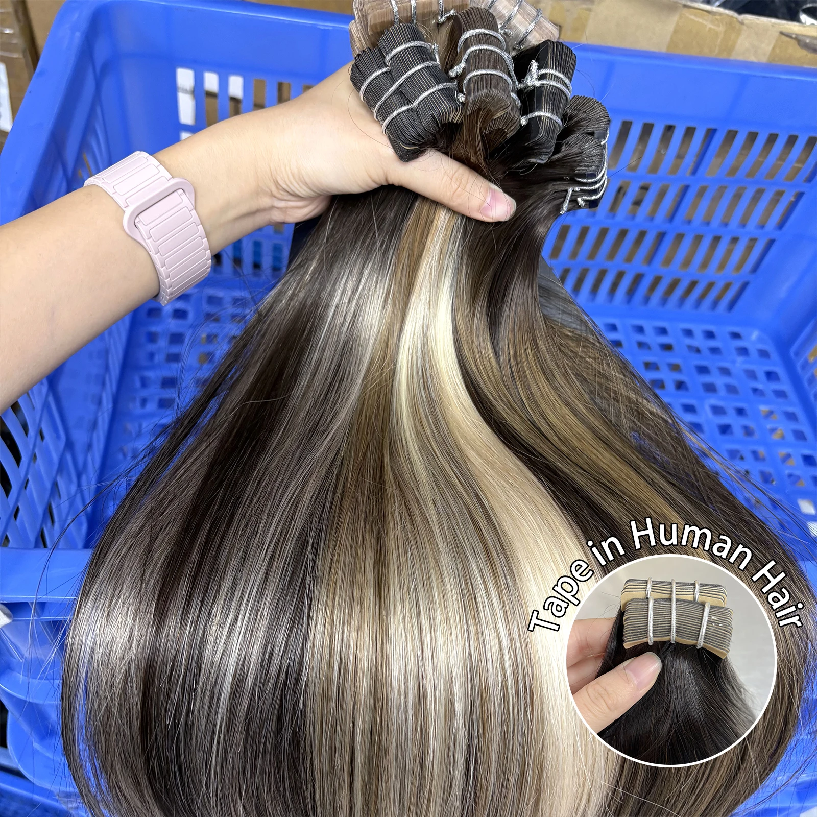 Tape In Vietnamese Virgin Human Hair 50g/20Pcs Colored Straight Extensions Skin Weft Adhesive Glue On Salon Quality