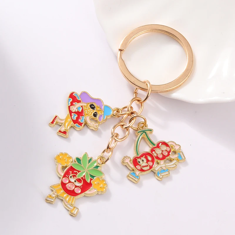 Trendy Cute Tropical Fruits Summer Keychains Beach Ocean Vacation Key Rings For Women Men Birthday Gift Handmade DIY Jewelry