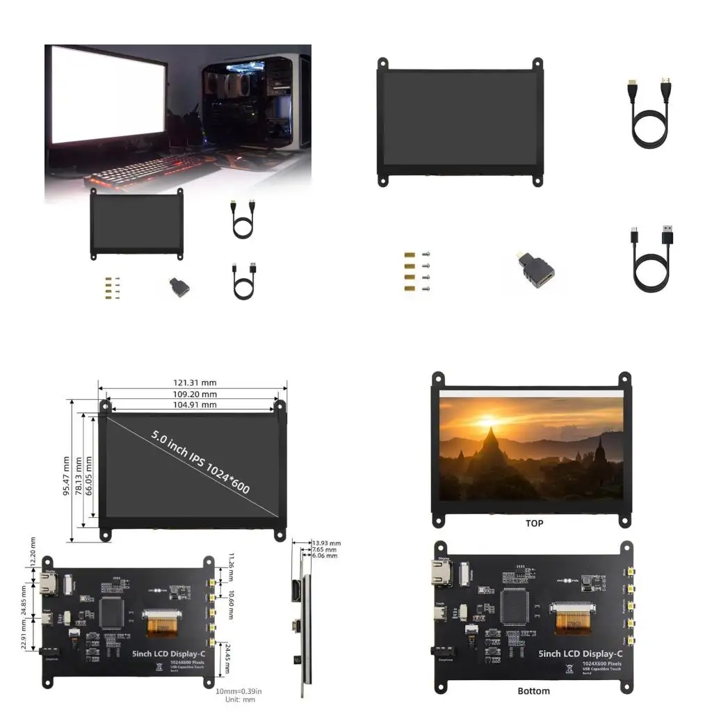 

5 -дюймовый ЖК -дисплей Trancable Screen Monitor LCD -дисплей Touchable Панель 1024x600