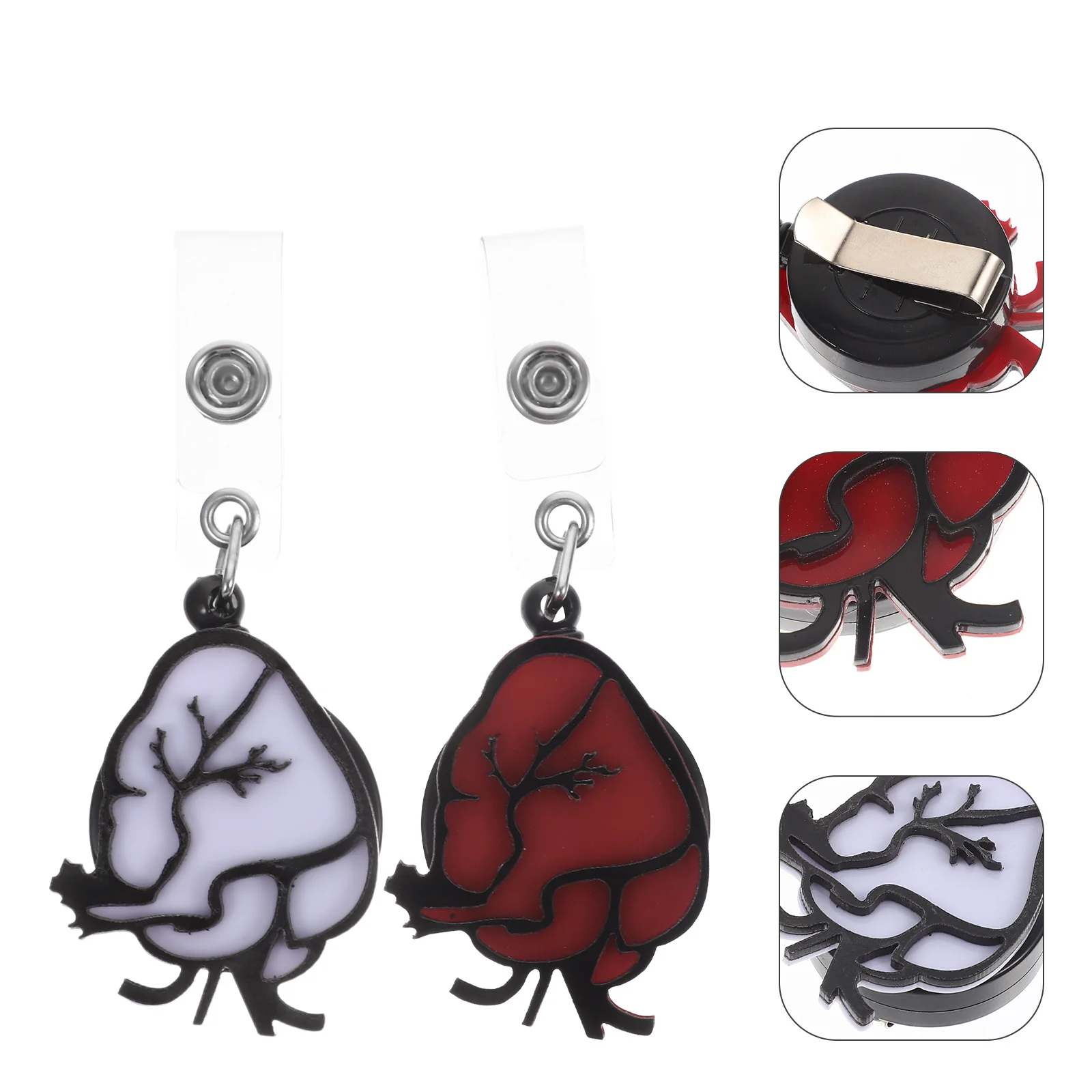 

2Pcs Heart Shaped Badge Reel Retractable Id Holder Clip for Nurses Medical Staff Name Tags Secure Alligator Clip Portable