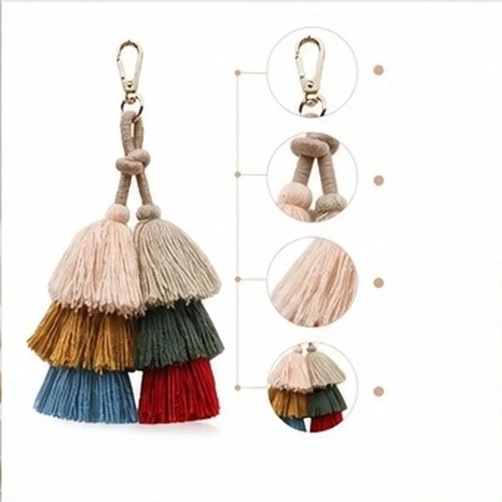 Woolen Thread Tassel Keychain Bohemia Style Bag Pendant Practical Durable Premium Material Key Ring New Year Hanging