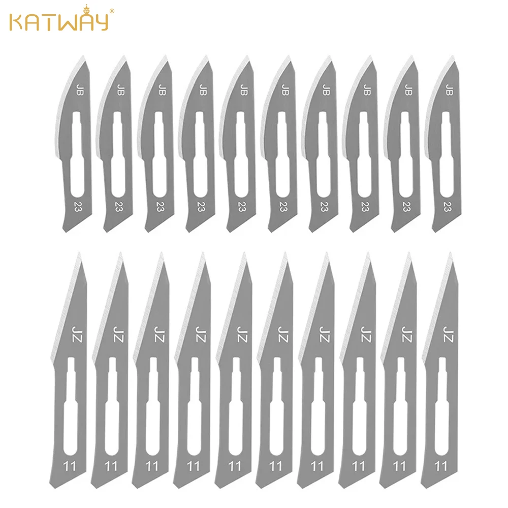 Katway-外科用ハンドル付きステーショナリーナイフ、プロのカッター、メスブレード、クラフト、炭素鋼、金属ボックス、DIYツール、HH-AA145、11、23