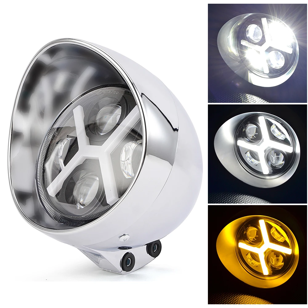 Motor High/Low Beam LED Headlight Headlamp 5.75 Inch For Harley Cafe Racer Sportster Dyna softai Chopper Bobber Honda Kawasaki