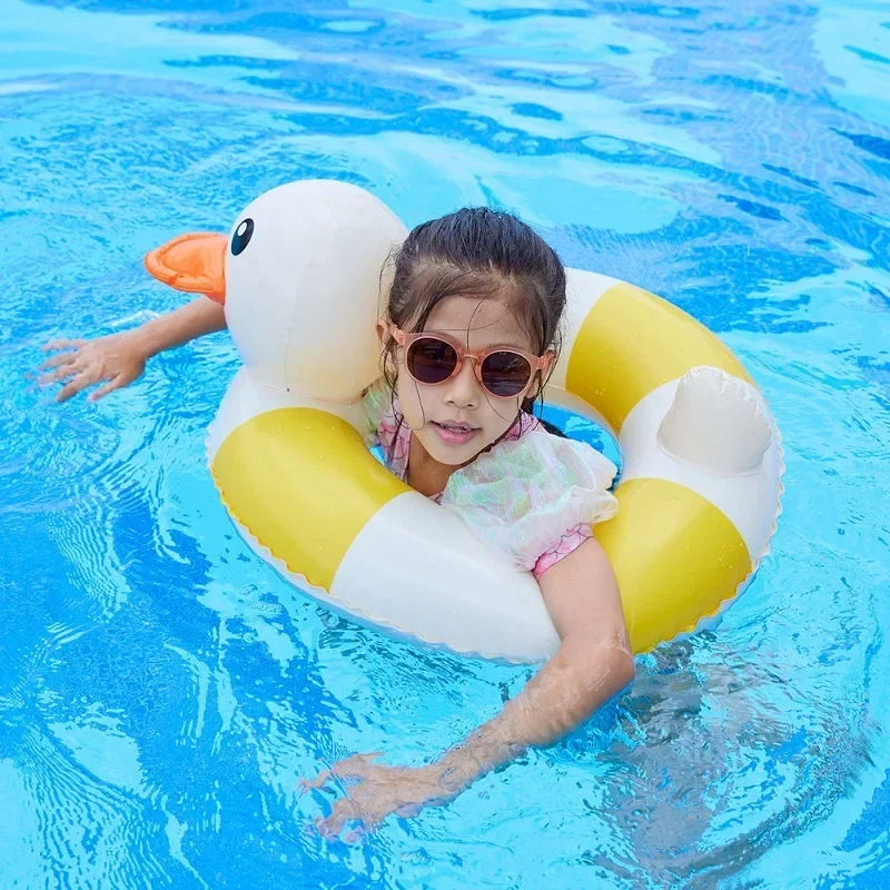 Gestreifte Ente Baby Aufblasbare Spielzeug PVC Cartoon Verdickte Schwimmen Ring Sommer Pool Strand Aufblasbare Schwimmende Wasser Spielzeug