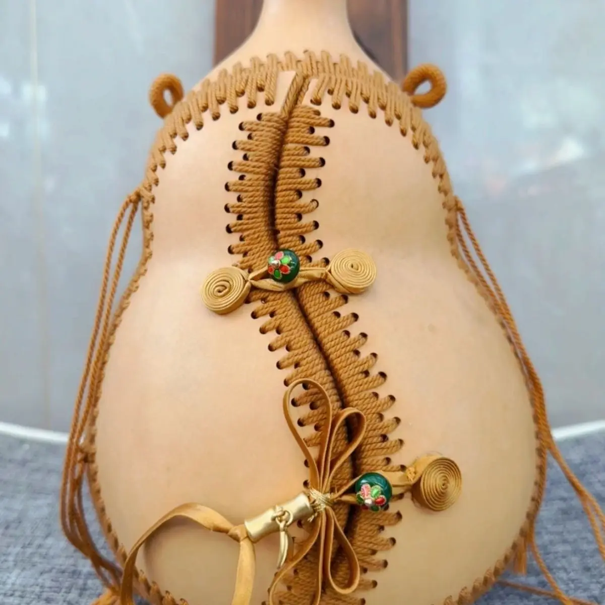 Natural woven gourd cultural play bag, messenger bag, open backpack, creative pendant, handmade storage gift.