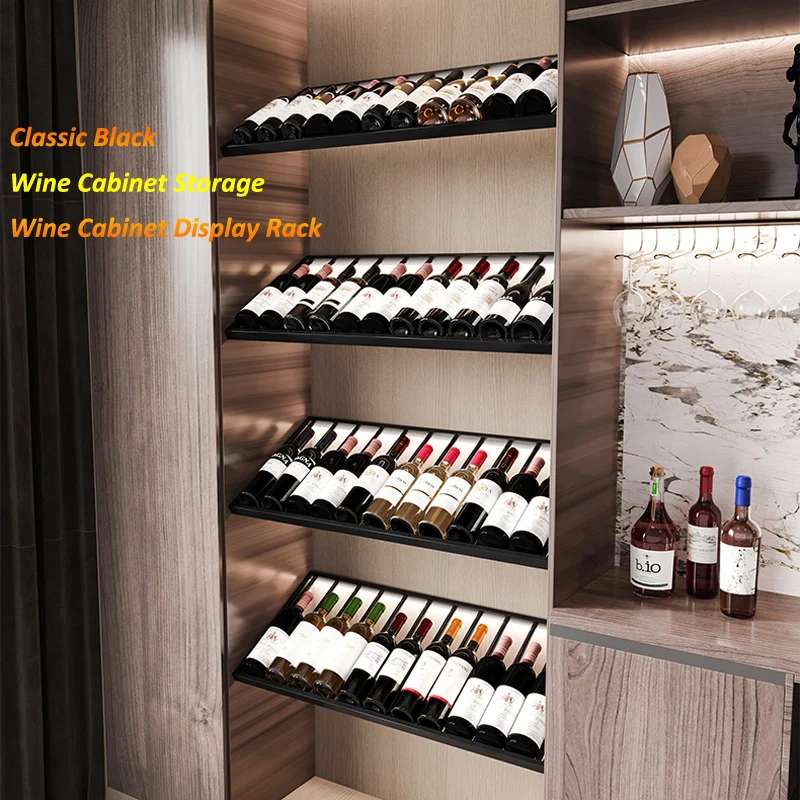 American Classic Black Wine Cabinet Display Rack Custom Made 50-200cm Inside Metal Wine Cabinet Storage Hanger (Screws Included)