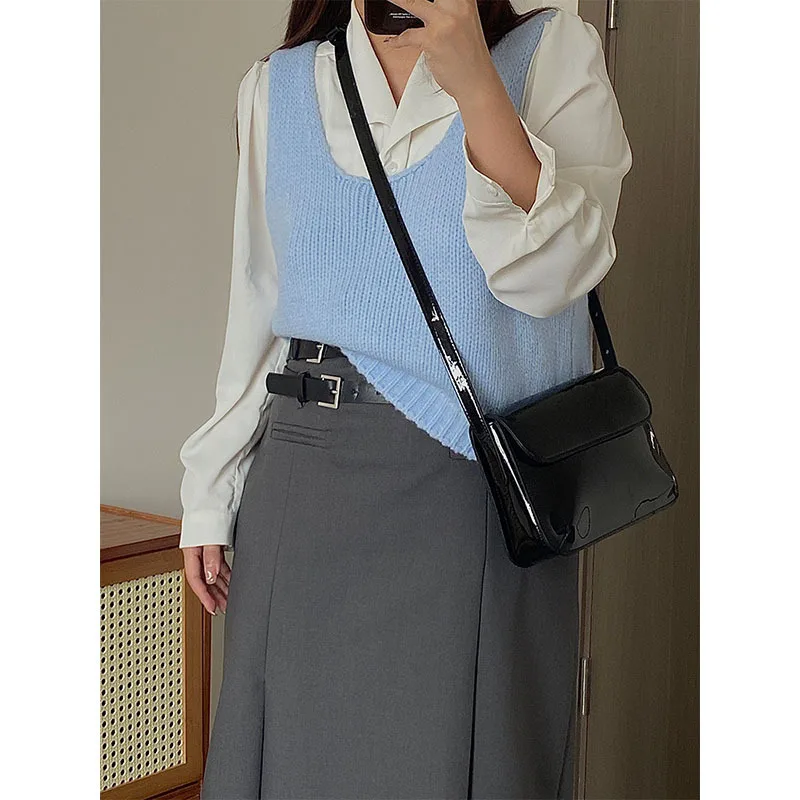 Retro Women Messenger Bags Square Armpit Bags Fashion Soft Pu Leather Handbags Popular Ladies Student Underarm Pack