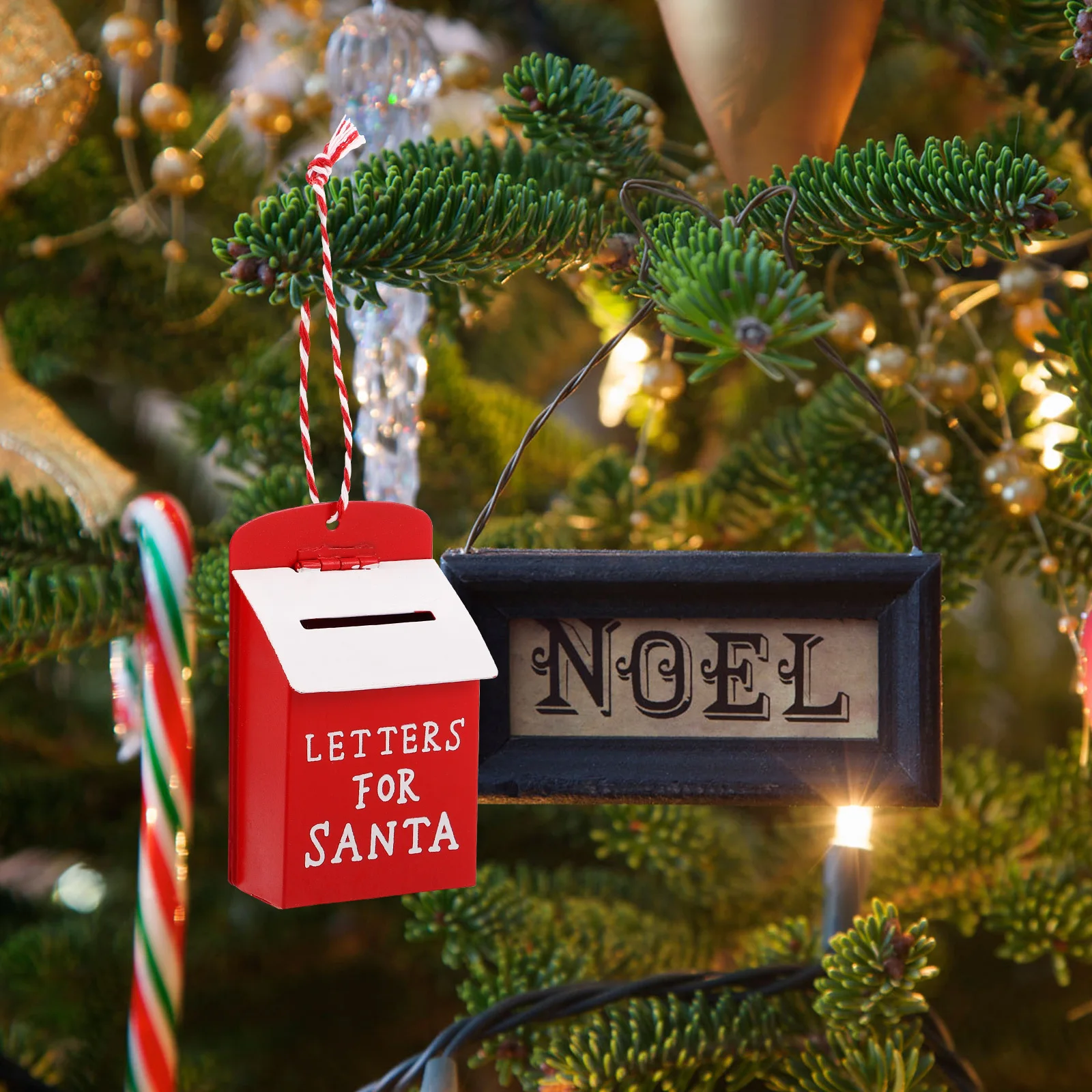 

Christmas Tree Mailbox Ornament Metal Santa Mailbox Iron Craftsmanship Holiday Decor for Hotels Malls Window Displays