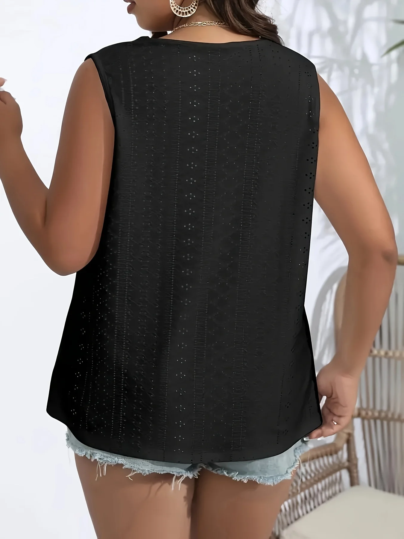 큰 사이즈, 스타일리시하고 캐주얼한 레이스 데일리 패치워크 조끼