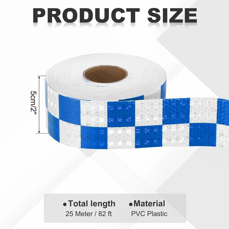 White Blue Waterproof Self Adhesive Caution Warning Safety Tape Outdoor Lattice Reflector For Trucks Trailers Cars