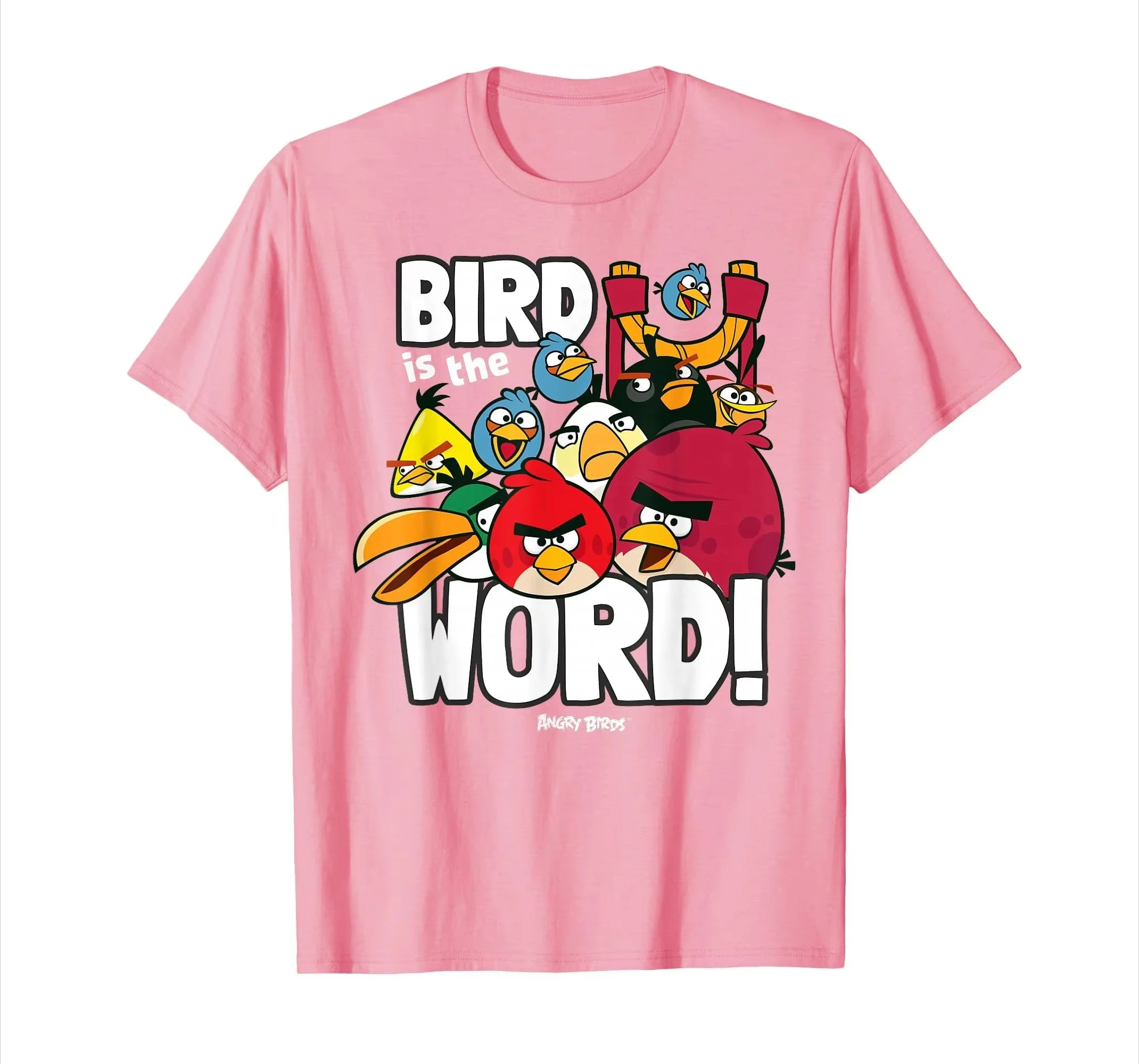 Angry Birds Bird Is The Word All Characters Group T-Shirts Classic Video Game Graphic Tee Angry Birds Full Cast Print T Shirt