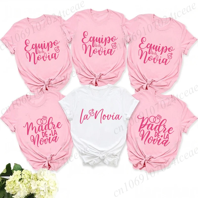 

Spanish Father Mother of Bride Unisex Shirt Team T-shirt Bridal Shower Daughter's Wedding Tops Bachelorette Party Y2k Clothing