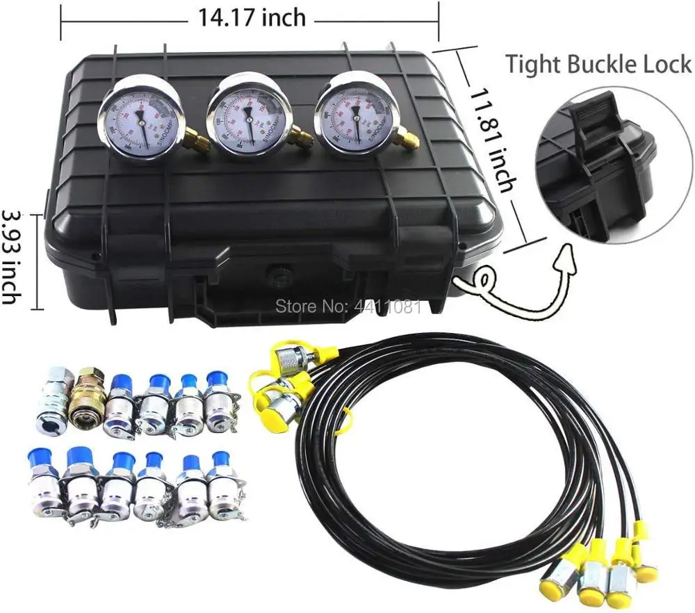 Excavator Hydraulic Pressure Gauges Kit Upgraded Version Pressure Measuring Instruments For 25Mpa/40Mpa/60Mpa Gauge