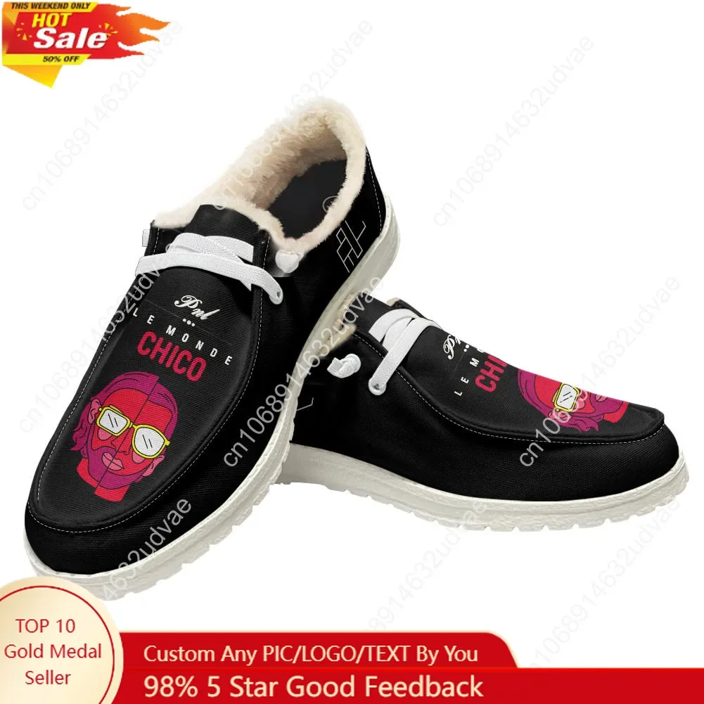 

Le Monde Chico Plush Loafers PNL Album French Rapper Men Woman Casual Flat Shoes Warm Lightweight Footwear Customized Shoe White