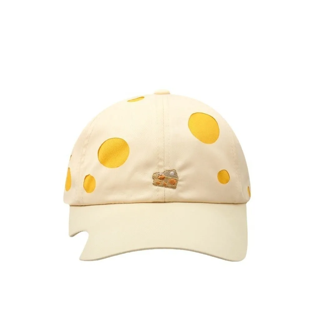 

Korean Style Cheese Baseball Cap Sunscreen Cartoon Cheese Embroider Sun Hat Adjustable Cotton