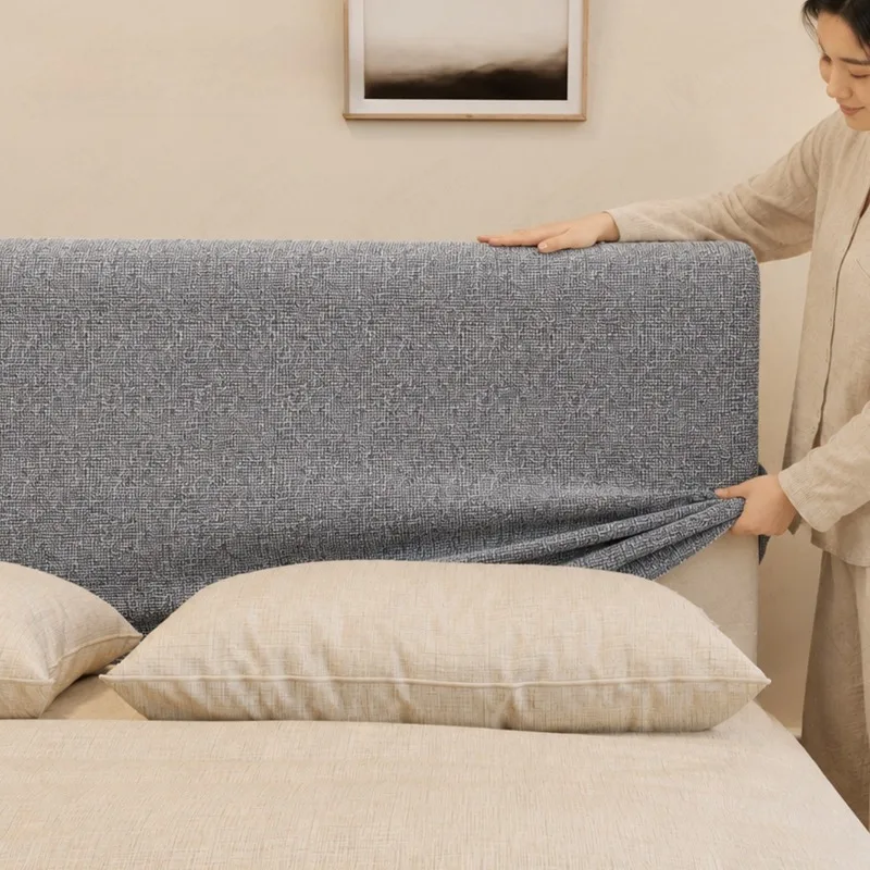 All-inclusive Stretch Headboard Slipcover Linen Texture Breathable Cool Headboard Dust Cover All Season Universal Bedhead Covers