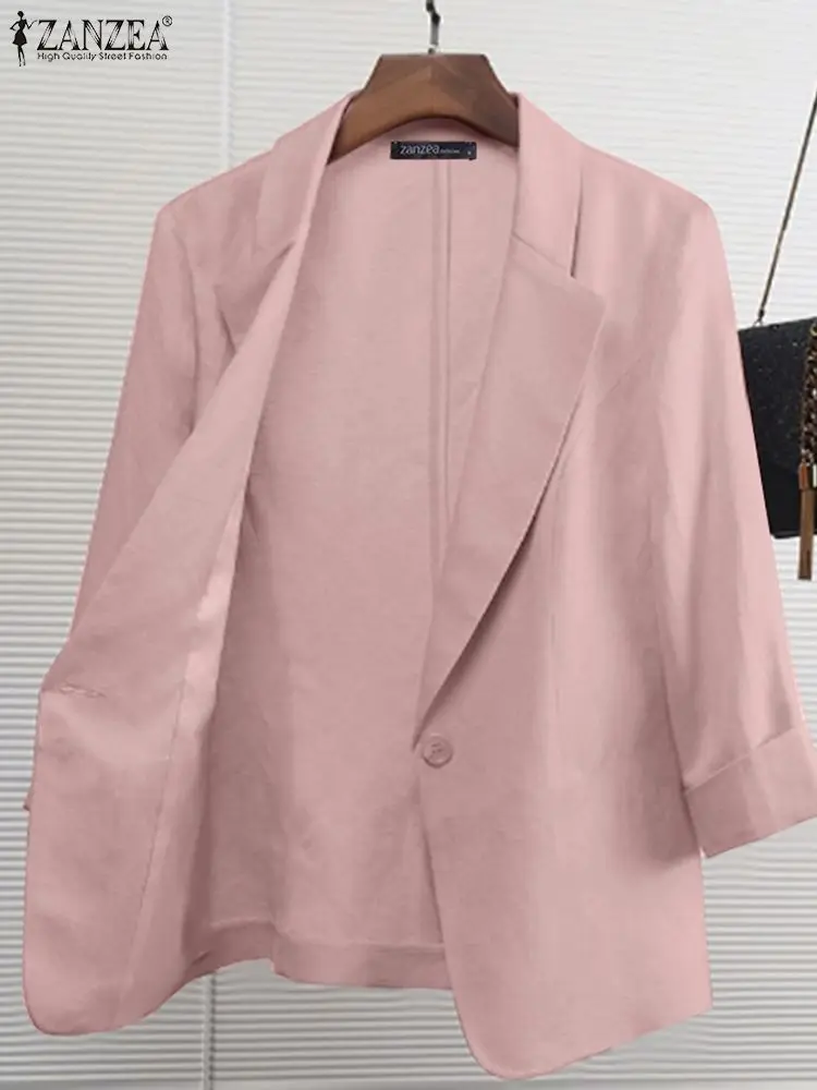 ZANZEA-Blazer de bureau à manches longues pour femmes, Blazer mince, Décontracté, Solide, Avocat, Mode, Automne, Col en Y, 2024