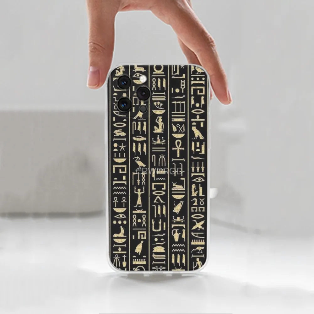 Ancient Egypt hieroglyph Phone Case For iPhone 16,15,14,13,12,11 Plus,Pro,Max,XR,XS,X,7,8 Plus,SE,Mini,Transparent,Silicone Case