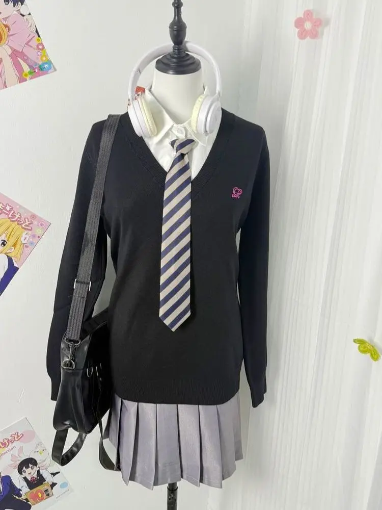 

Japanese Sle Long Sve Knitted Sweater orm College orm Fem Top Layering Trendy Loose School Supply Feeling