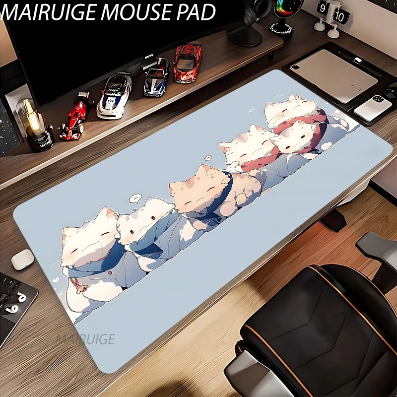 Kawaii Kitten Mouse Pad Girly Blue Large Computer Office Game Table Mat XXL Rubber Anti-slip PC Keyboard Mousepad Long Desk Pads