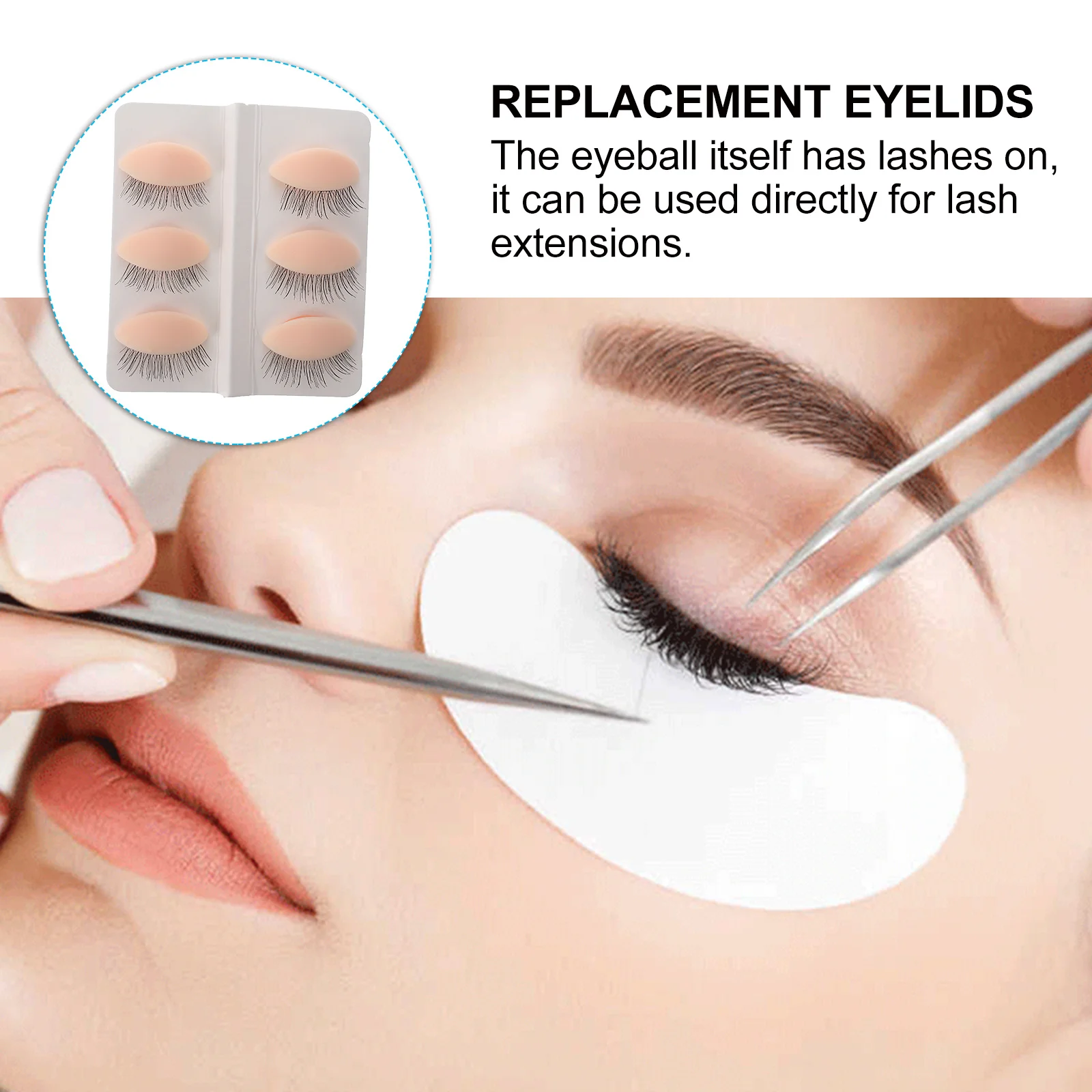 Detachable Eyelash Mannequin Head Silicone Replacement Eyelids For Lash Extension Practice Makeup Training Kit Tool