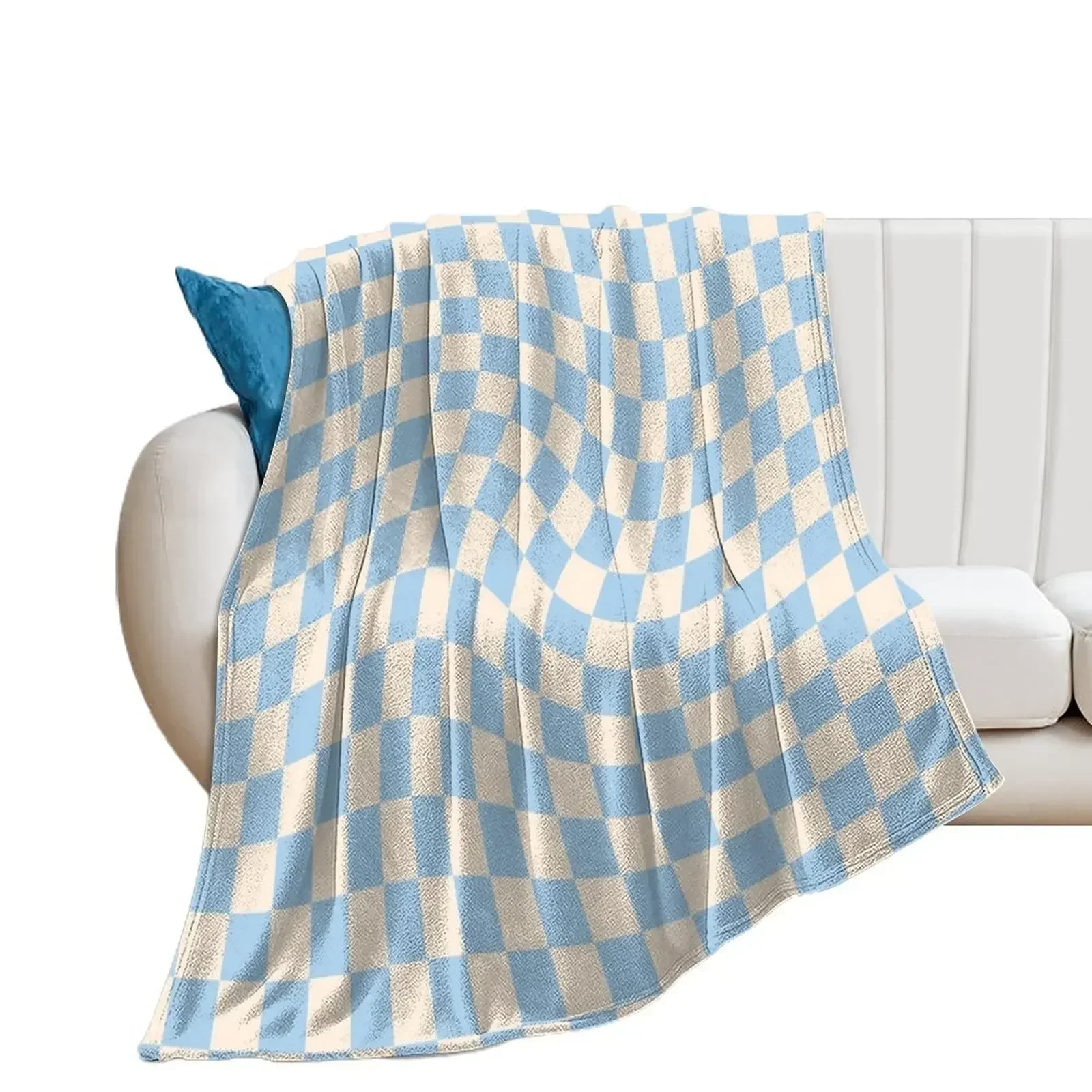 Check II - Baby Blue Twist Throw Blanket Sleeping Bag Decorative Sofa Blankets