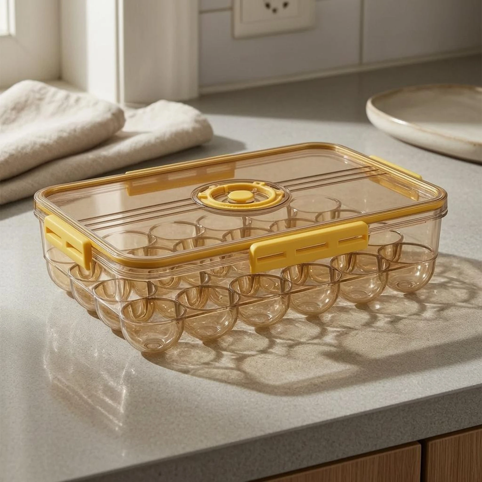 Egg Storage Box Locking Clasps Egg Organizer Box Plastic Easy to Clean for Freezer