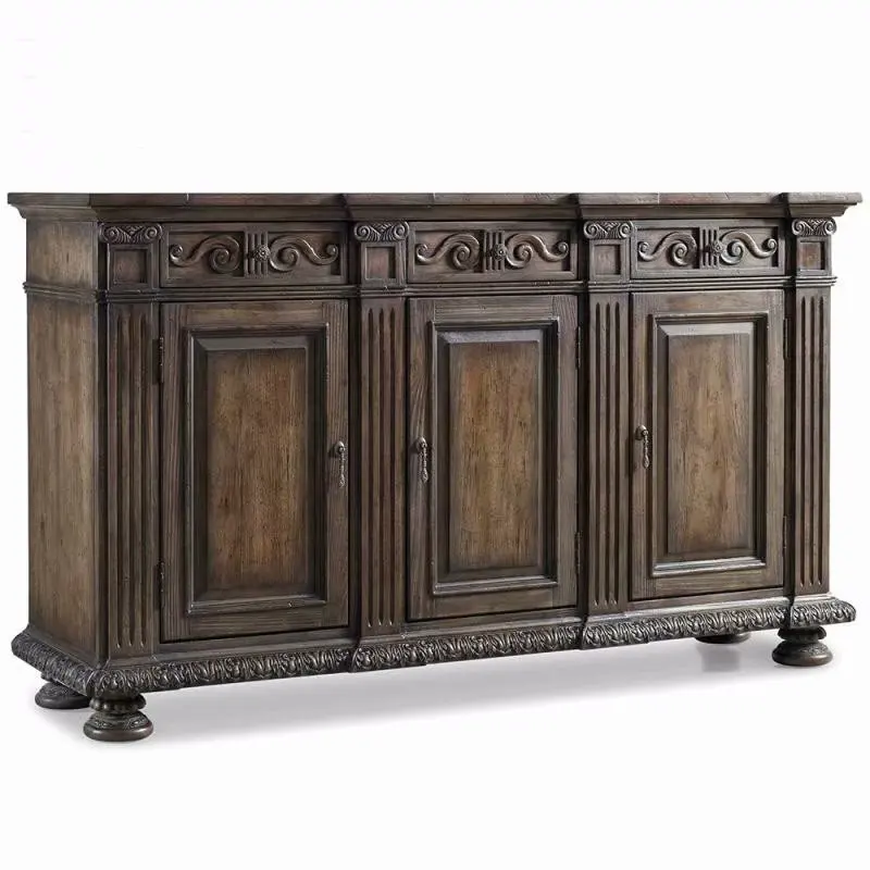 

American solid wood porch cabinet villa retro carved three-door side cabinet locker