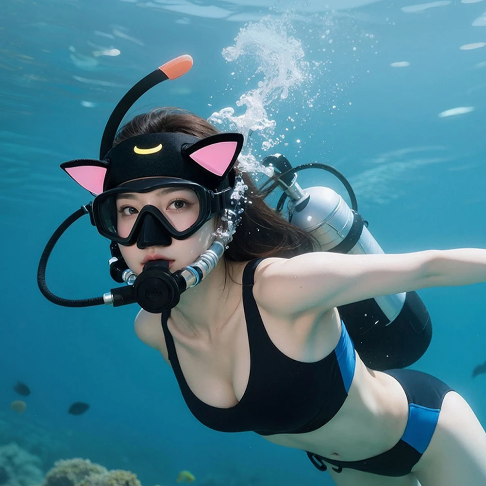 آذان القط 3 مم النيوبرين الغوص عقال الغوص هيرباند حماية الشعر الفرقة الكرتون الغوص هود للأطفال البالغين