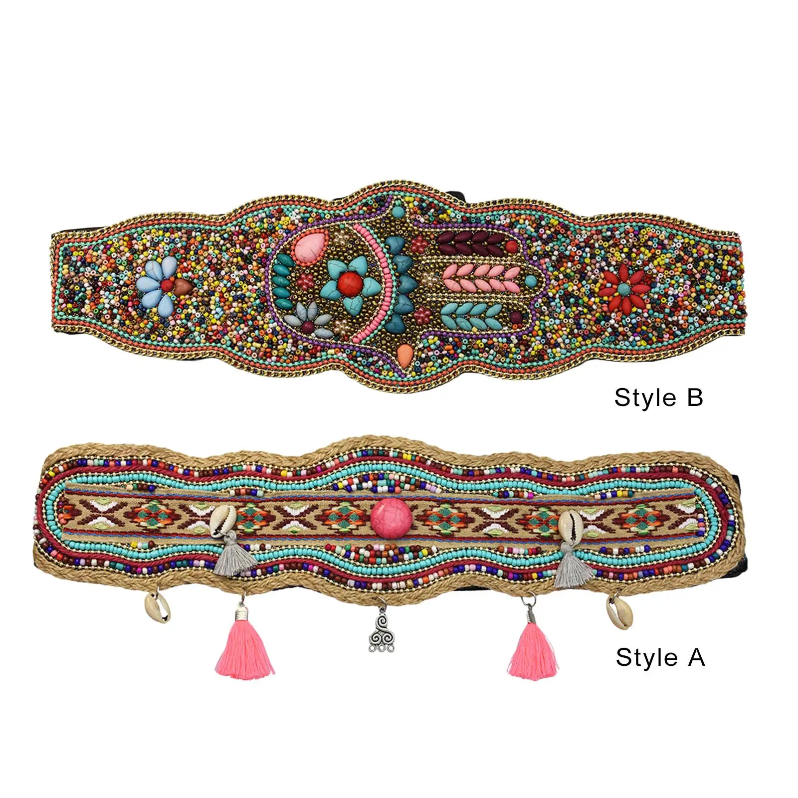 

Bohemian Belts, Handmade Flower Stretch Body Chain Decorative Cinch Waist Belt