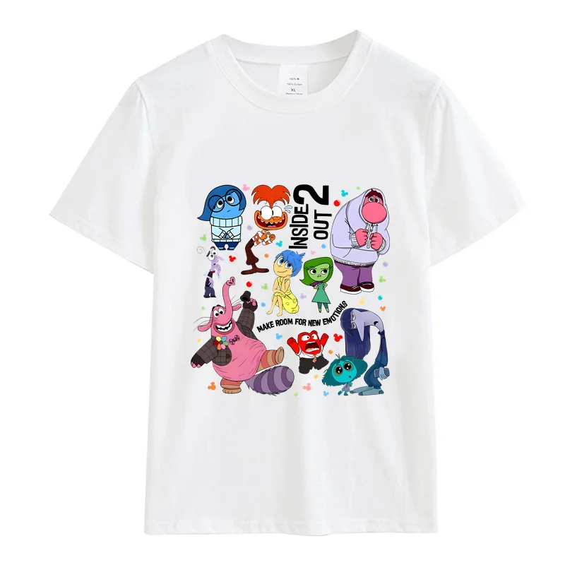 Inside Out 2 Sadness Joy Anger Print Ladies Pure Cotton Gift for Lady Girl Top T-shirt Cartoon Disney Female Tops Clothing Sale