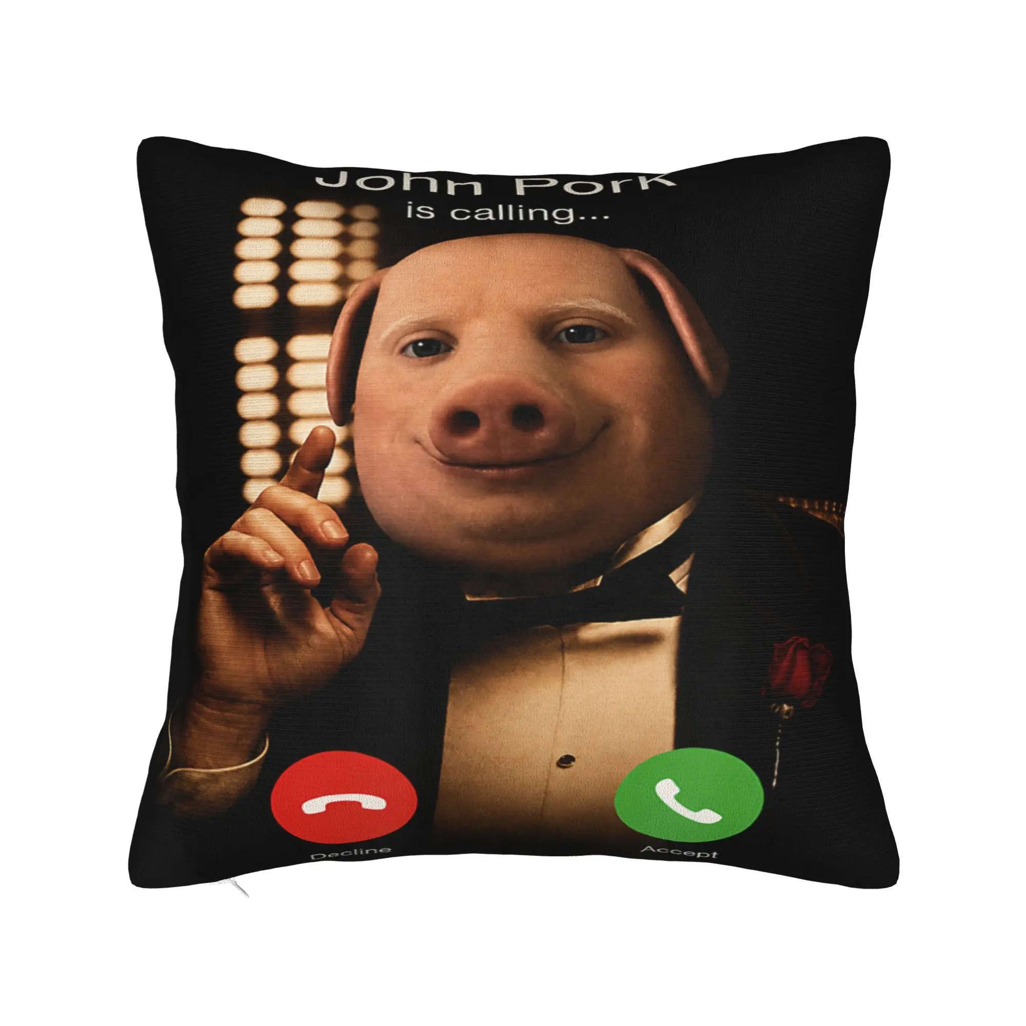 John Pork is Calling Funny Italian Mafia Boss Memes Brainrot Pillow Case  Pillow Cover Pillowcases For Wedding Party Home Decor