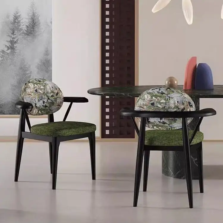 Solid wood home dining chair dining table designer chair back chair antique restaurant retro