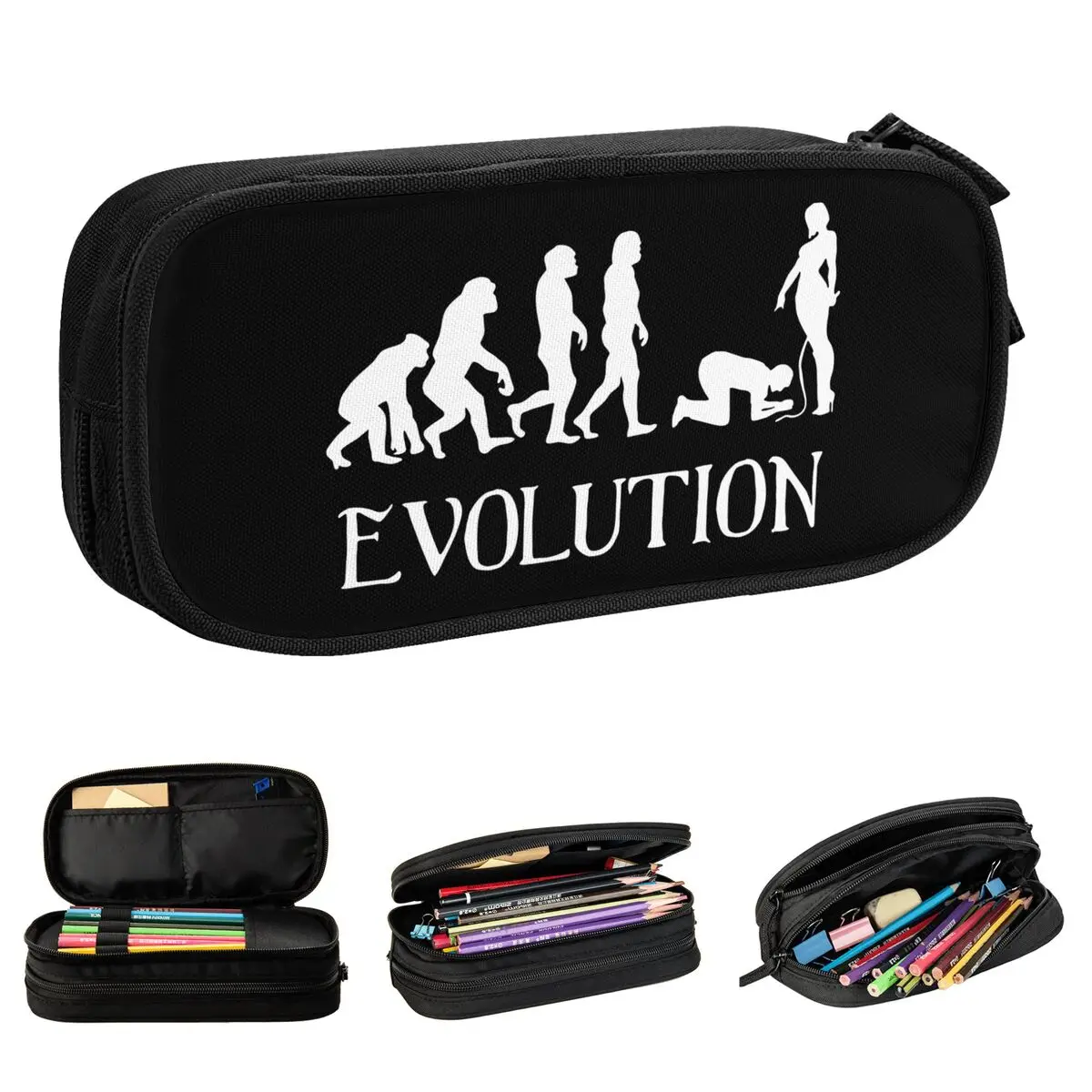 Femdom BDSM Evolution Fitted Scoop Pencil Cases Pencilcases Pen Holder for Student Large Storage Bag School Supplies Stationery