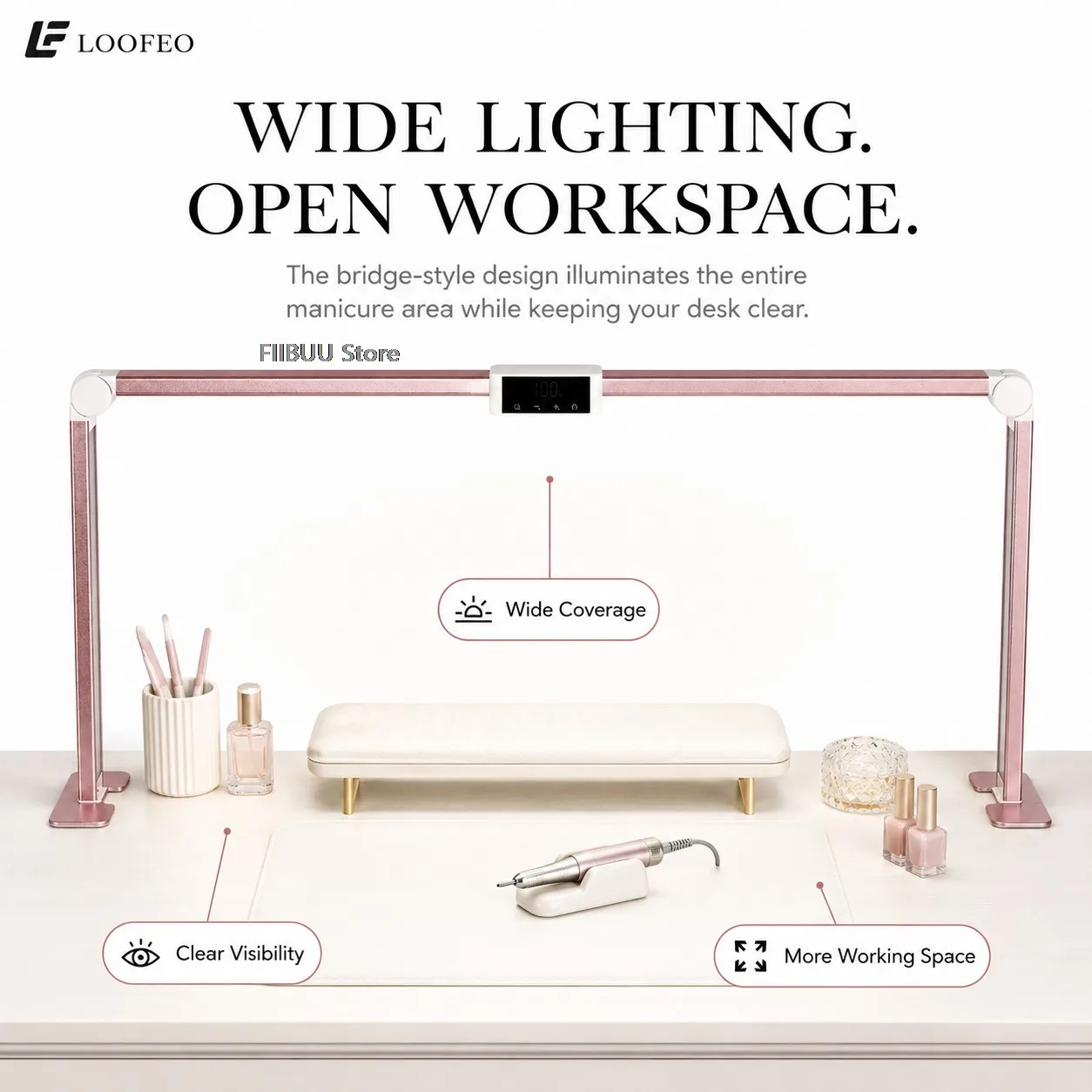 Professional LED Nail Desk Lamp for Manicure Table Nail Tech Desk Lighting Manicure Table Work Light Nail Salon Table Lamp 36W view 2
